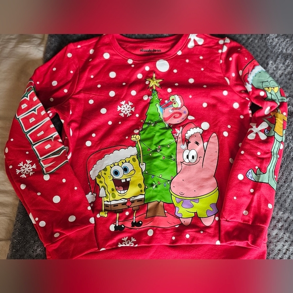 NWOT Youth SpongeBob Light-Up Christmas Sweater (Size 14/16) - Picture 1 of 4